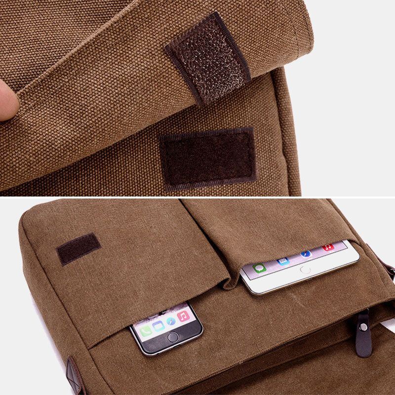 Heren Retro Canvas Multi-pocket Anti-diefstal Crossbody Schoudertas Grote Capaciteit Messenger Reistas