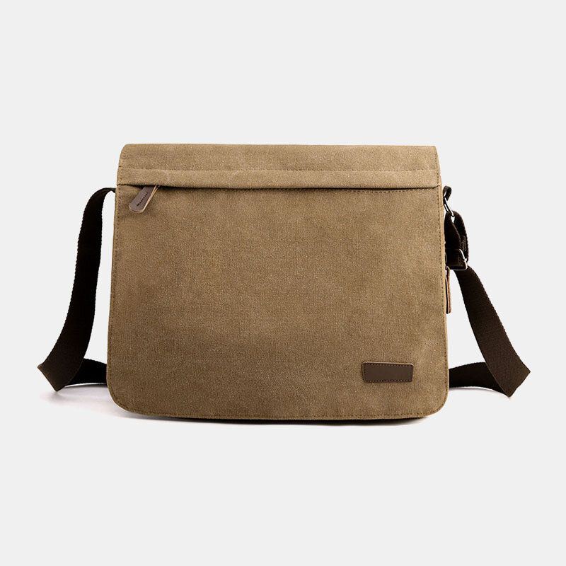 Heren Retro Canvas Ritsvak Crossbody Schoudertas Uitbreidbaar Ontwerp Casual Reistas