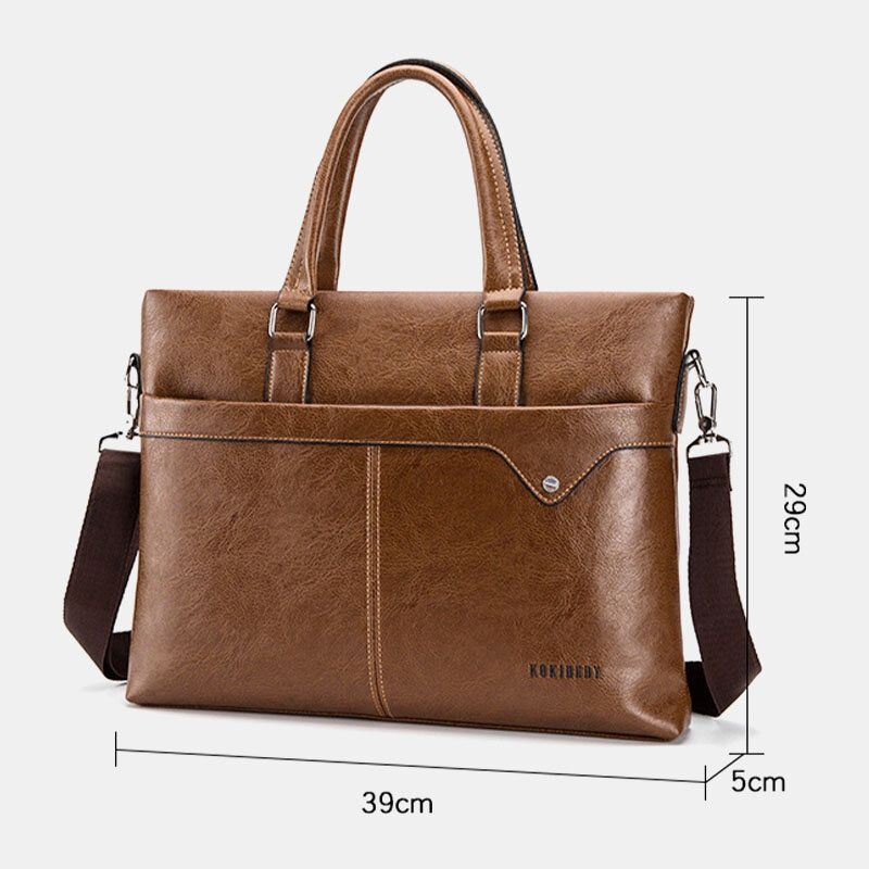 Heren Retro Horizontale Aktetassen Messenger Bag Terug Anti-diefstal Ritsvak Grote Capaciteit Crossbody Tassen Schoudertas Handtas