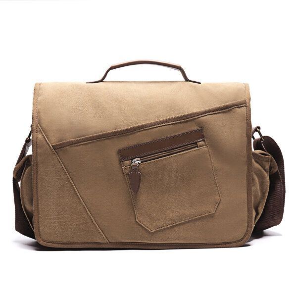 Heren Retro Messenger Bag Schokbestendige Schoudertas Met 15.6 Inch Laptopvak