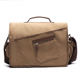 Heren Retro Messenger Bag Schokbestendige Schoudertas Met 15.6 Inch Laptopvak