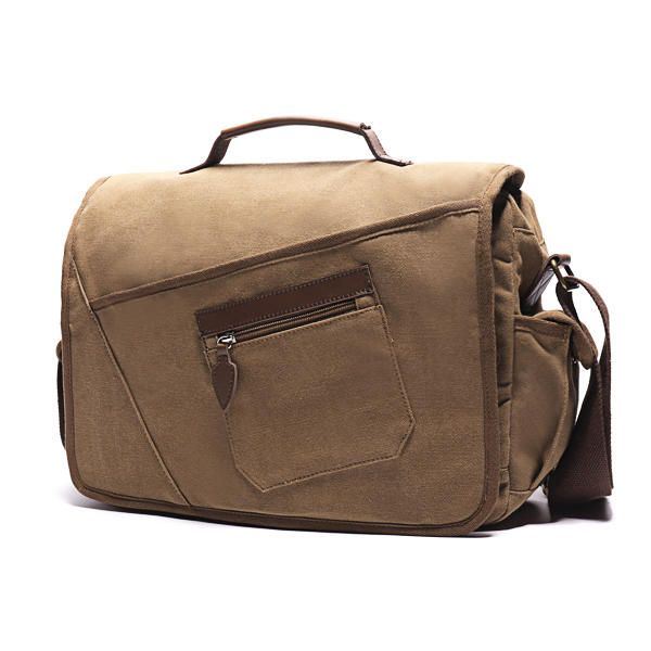 Heren Retro Messenger Bag Schokbestendige Schoudertas Met 15.6 Inch Laptopvak