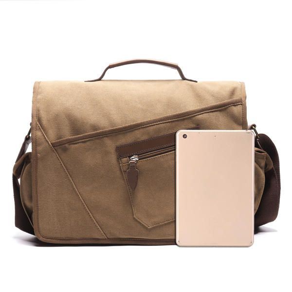 Heren Retro Messenger Bag Schokbestendige Schoudertas Met 15.6 Inch Laptopvak