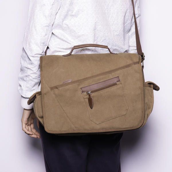 Heren Retro Messenger Bag Schokbestendige Schoudertas Met 15.6 Inch Laptopvak