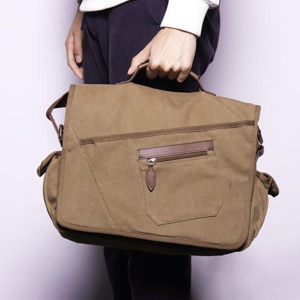 Heren Retro Messenger Bag Schokbestendige Schoudertas Met 15.6 Inch Laptopvak