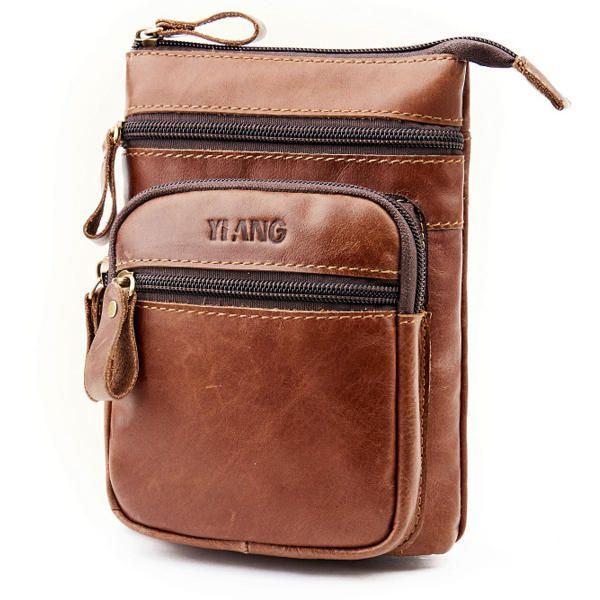 Heren Telefoontas Multifunctionele Olie Wax Crossbody Tas Heuptas