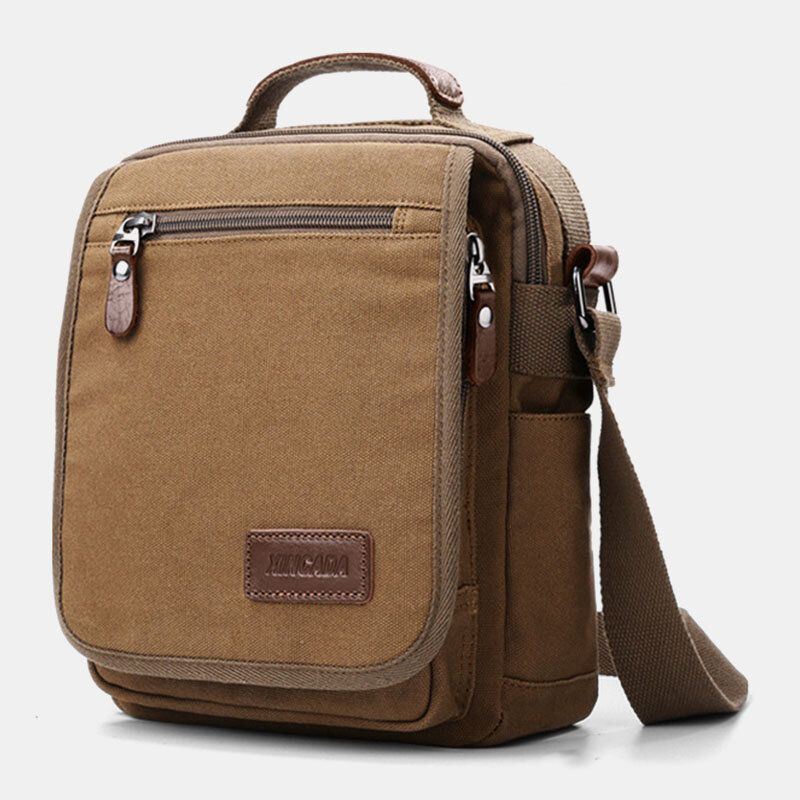 Heren Vintage Canvas Multifunctionele Ventilatie Crossbody Tas Zakelijke Schoudertas