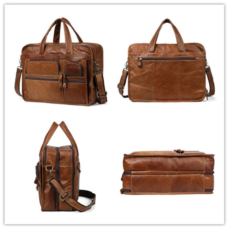 Heren Vintage Echt Leer Grote Capaciteit Zakelijke Handtas Crossbody Tas