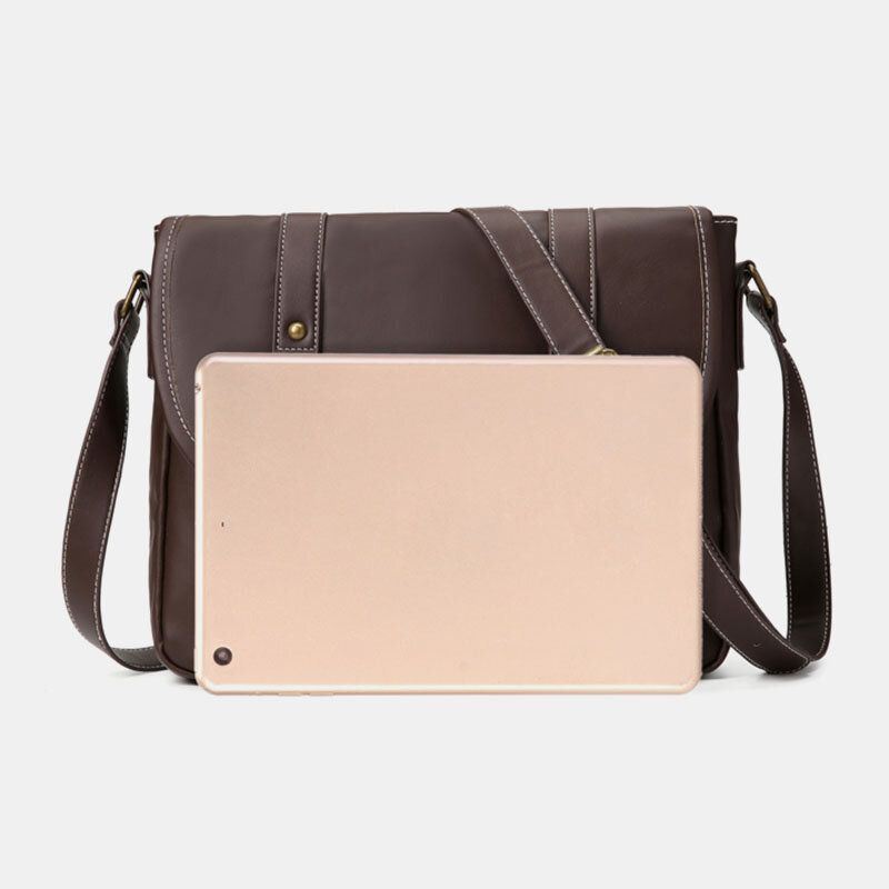 Heren Vintage Grote Capaciteit Multi-pocket Pu Lederen Lerarentas Crossbody Tas Korte Schoudertas