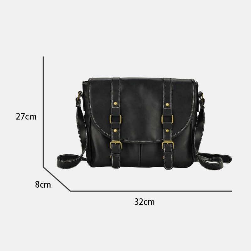 Heren Vintage Grote Capaciteit Multi-pocket Pu Lederen Lerarentas Crossbody Tas Korte Schoudertas