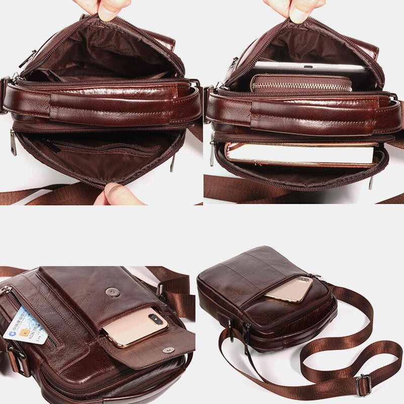 Heren Vintage Lederen Crossbody Tas Schoudertas Zakelijke Tas