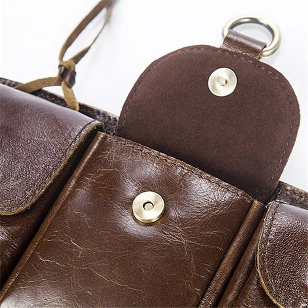 Heren Vintage Lederen Heuptas Duurzame Retro Crossbody Tas