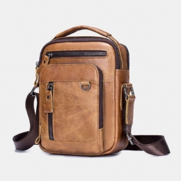 Heren Vintage Lederen Multifunctionele Crossbodytas Met Grote Capaciteit