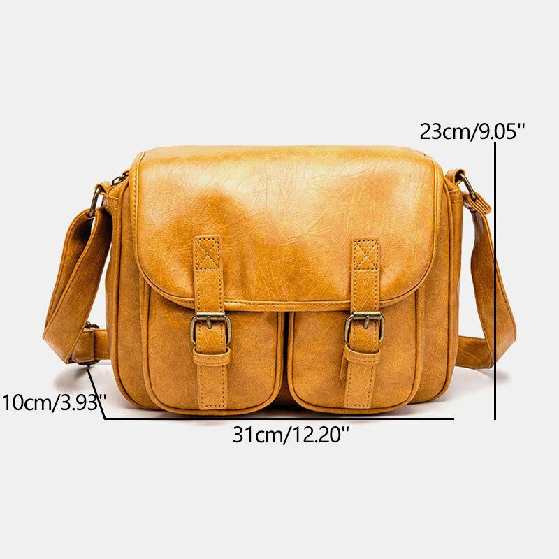 Heren Vintage Waterdichte Multi-pockets Flap-over Kunstleer Crossbody Tas