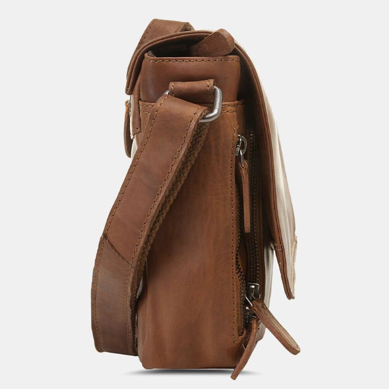 Heren Waterdichte Multilayer Rits Crossbody Tas Kunstleer Zachte Messenger Bag Anti-diefstal Sling Bag