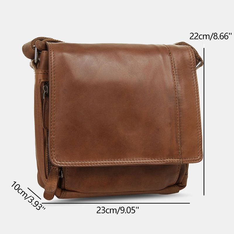 Heren Waterdichte Multilayer Rits Crossbody Tas Kunstleer Zachte Messenger Bag Anti-diefstal Sling Bag