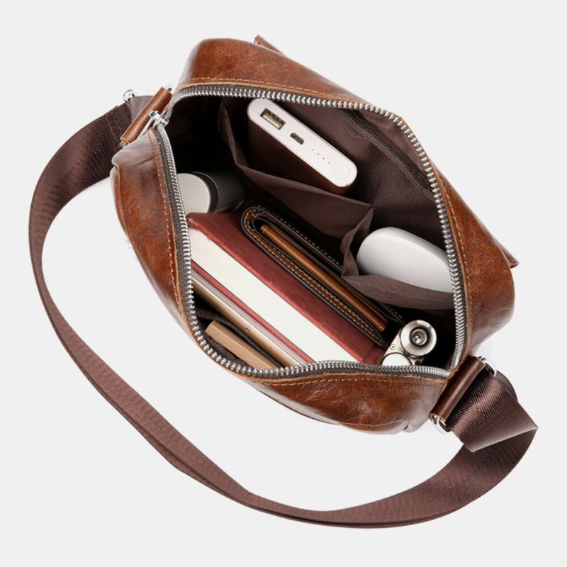 Heren Zakelijke Retro Lederen Waterdichte Slijtvaste Crossbody Tas