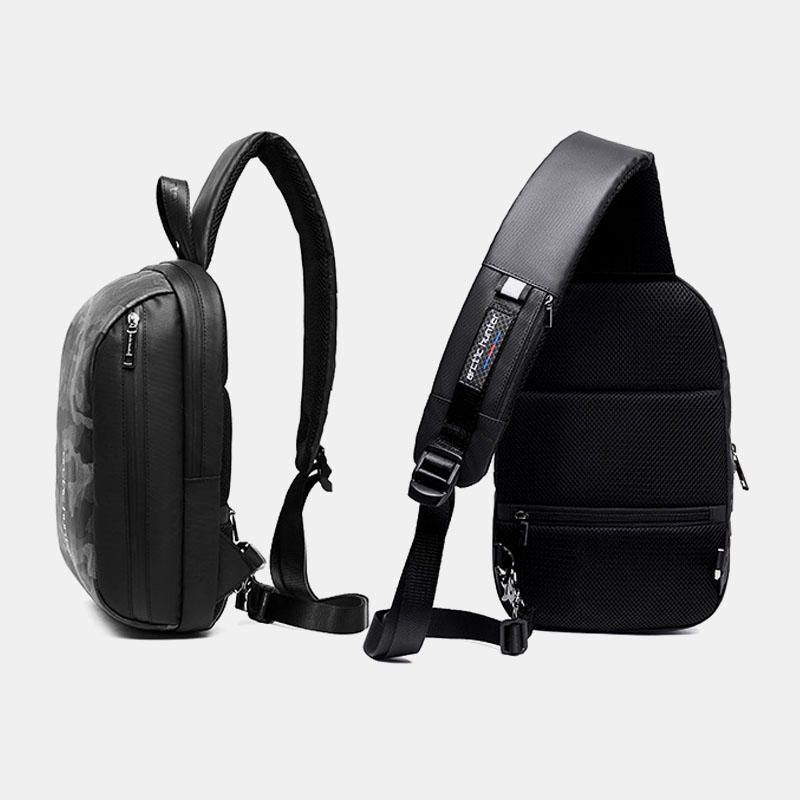 Herenmode Casual Borsttas Schoudertas Crossbodytas Met Usb-oplaadpoort