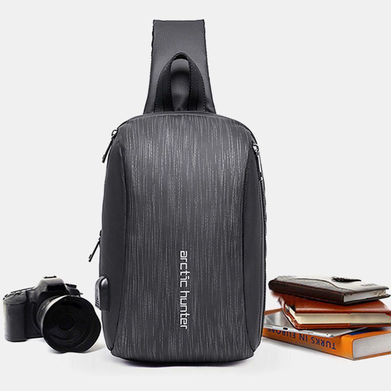 Herenmode Casual Borsttas Schoudertas Crossbodytas Met Usb-oplaadpoort