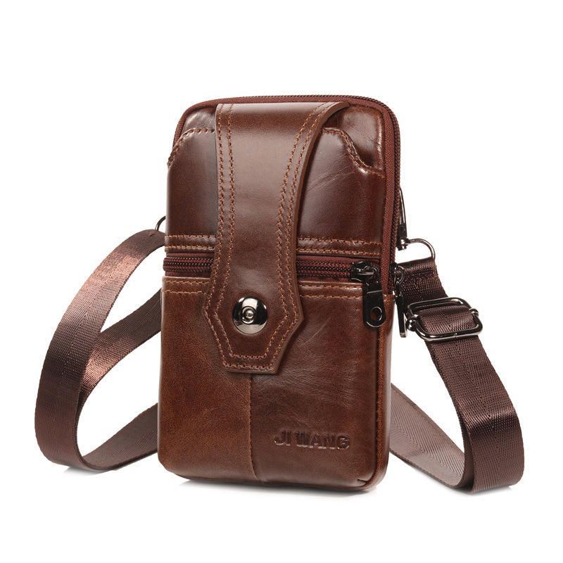 Koeienhuid Multifunctionele Telefoon Portemonnee Vintage Crossbody Tas Olie Wax Heuptas Voor Heren