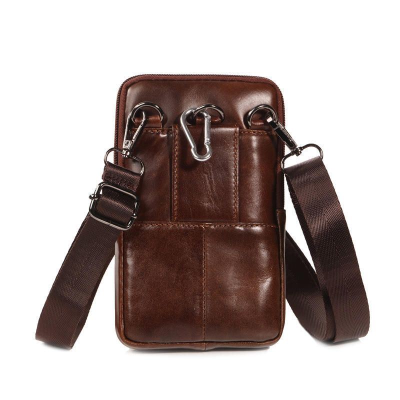 Koeienhuid Multifunctionele Telefoon Portemonnee Vintage Crossbody Tas Olie Wax Heuptas Voor Heren