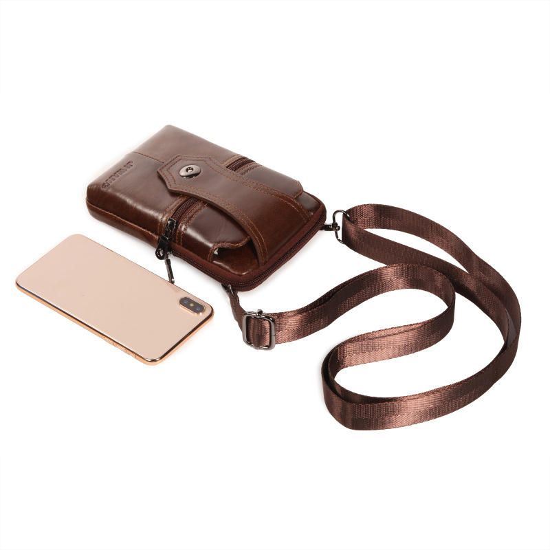 Koeienhuid Multifunctionele Telefoon Portemonnee Vintage Crossbody Tas Olie Wax Heuptas Voor Heren