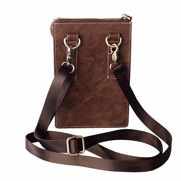 Vintage Casual Dubbele Rits 6 Inch Telefoontas Crossbody Tas Heuptas Voor Heren