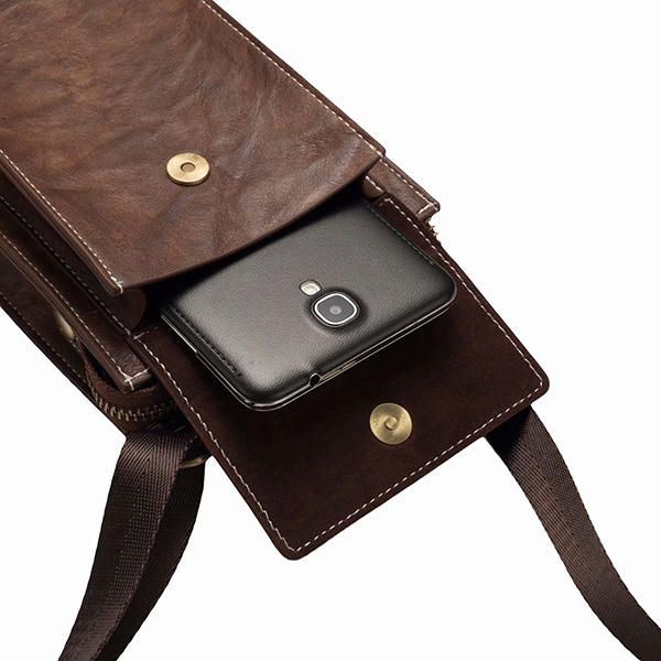 Vintage Casual Dubbele Rits 6 Inch Telefoontas Crossbody Tas Heuptas Voor Heren