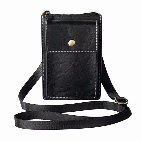 Vintage Casual Dubbele Rits 6 Inch Telefoontas Crossbody Tas Heuptas Voor Heren