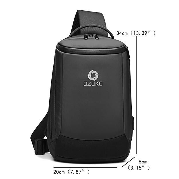 Waterdichte Zakelijke Usb-oplaadpoort Met Grote Capaciteit Sling Bag Borsttas Crossbodytas Voor Heren