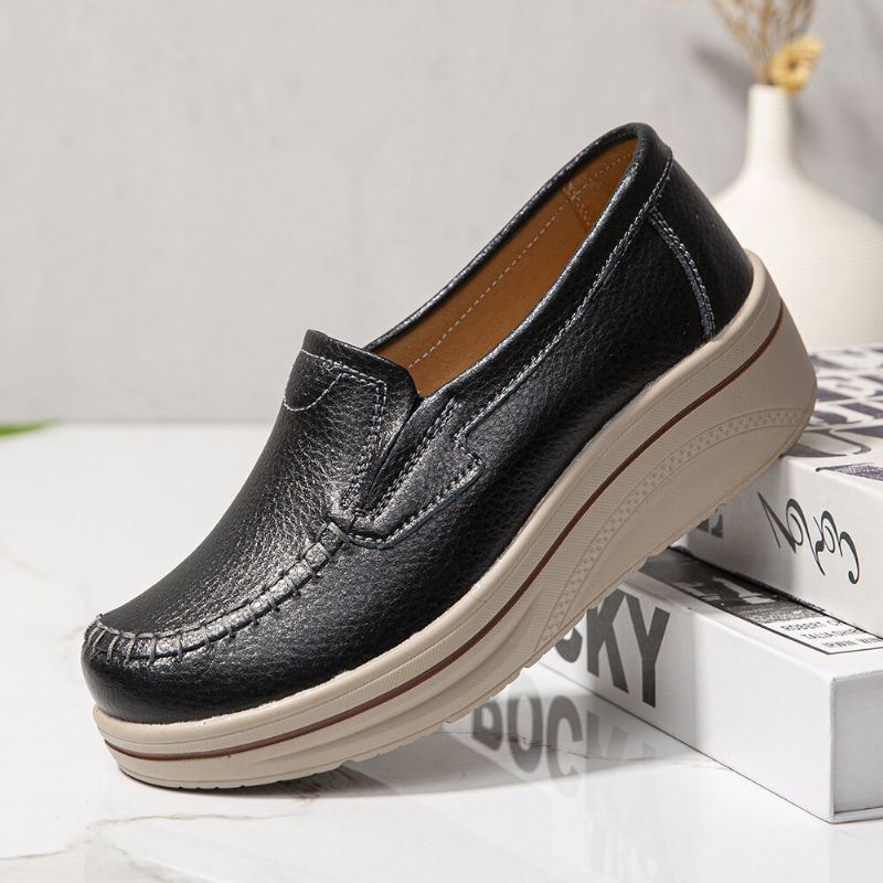 Dames Casual Effen Kleur Handsteek Platforms Comforable Loafers Schoenen