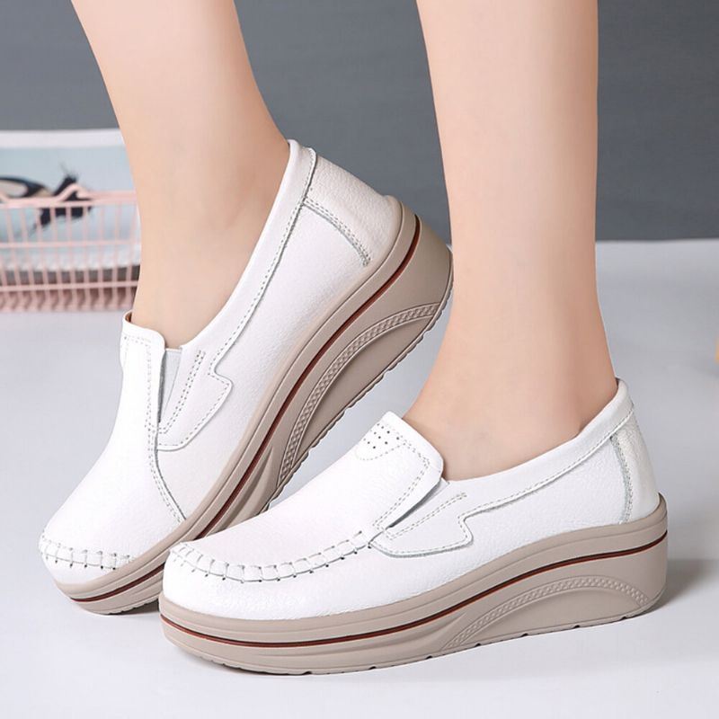 Dames Casual Effen Kleur Handsteek Platforms Comforable Loafers Schoenen