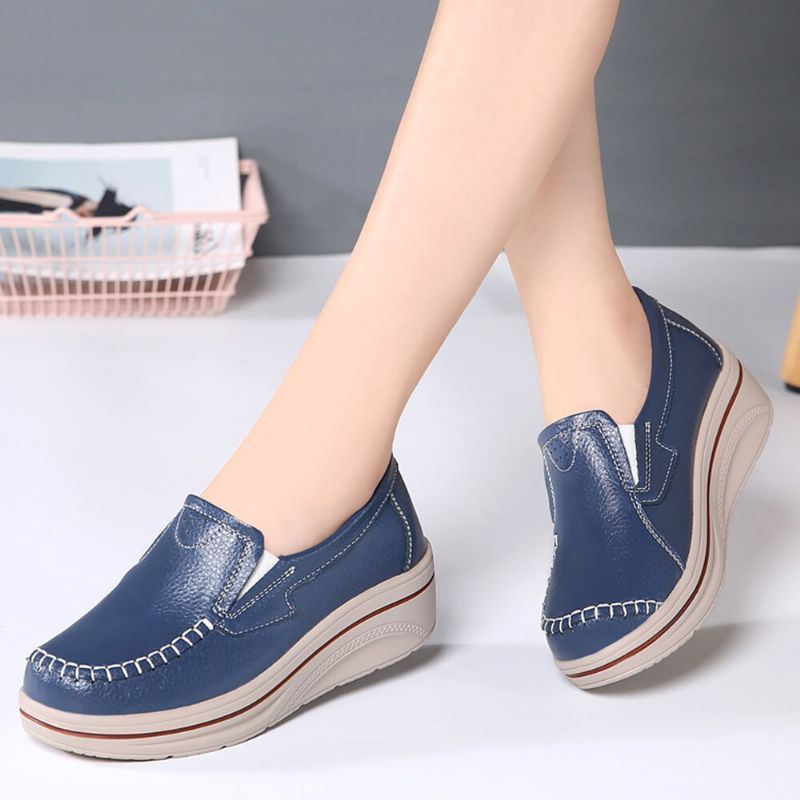 Dames Casual Effen Kleur Handsteek Platforms Comforable Loafers Schoenen