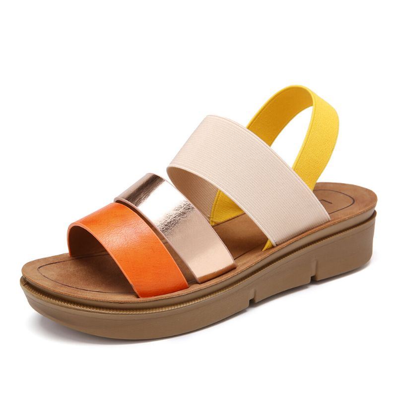 Dames Colorblock Cross Elastische Band Platform Sandalen