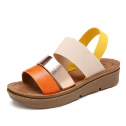 Dames Colorblock Cross Elastische Band Platform Sandalen