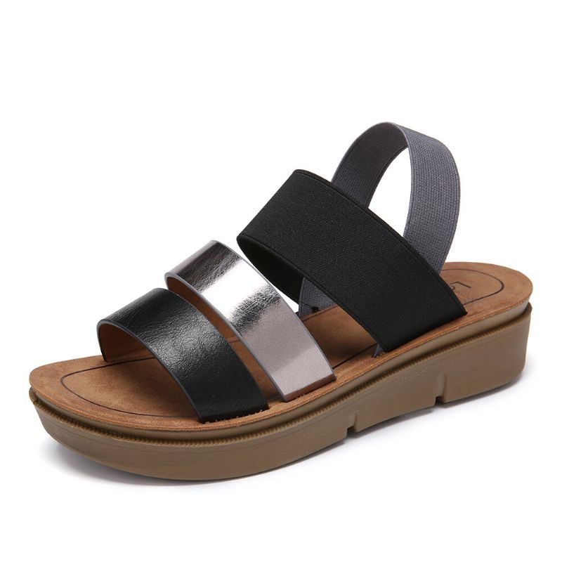 Dames Colorblock Cross Elastische Band Platform Sandalen