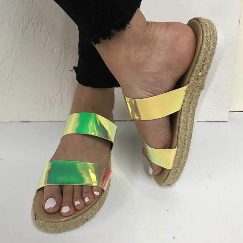 Dames Dubbele Gradiënt Kleur Riem Comfortabele Antislip Espadrille Platform Sandalen