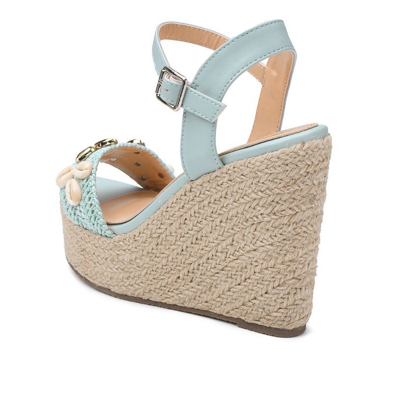 Dames Espadrille Gesp Platform Sandalen Met Kralen