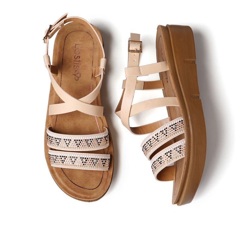 Dames Rivet Comfy Double Band Platform Sandalen