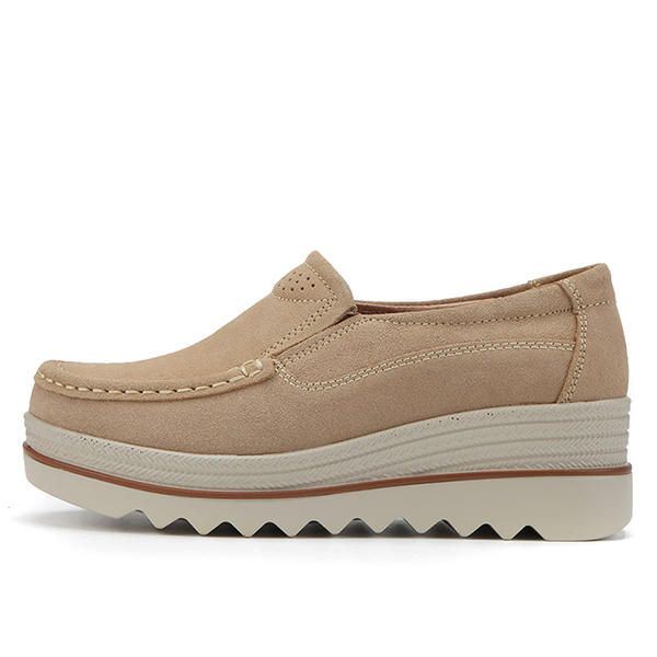 Dames Suède Ademende Slip-on Platforms Casual Schoenen