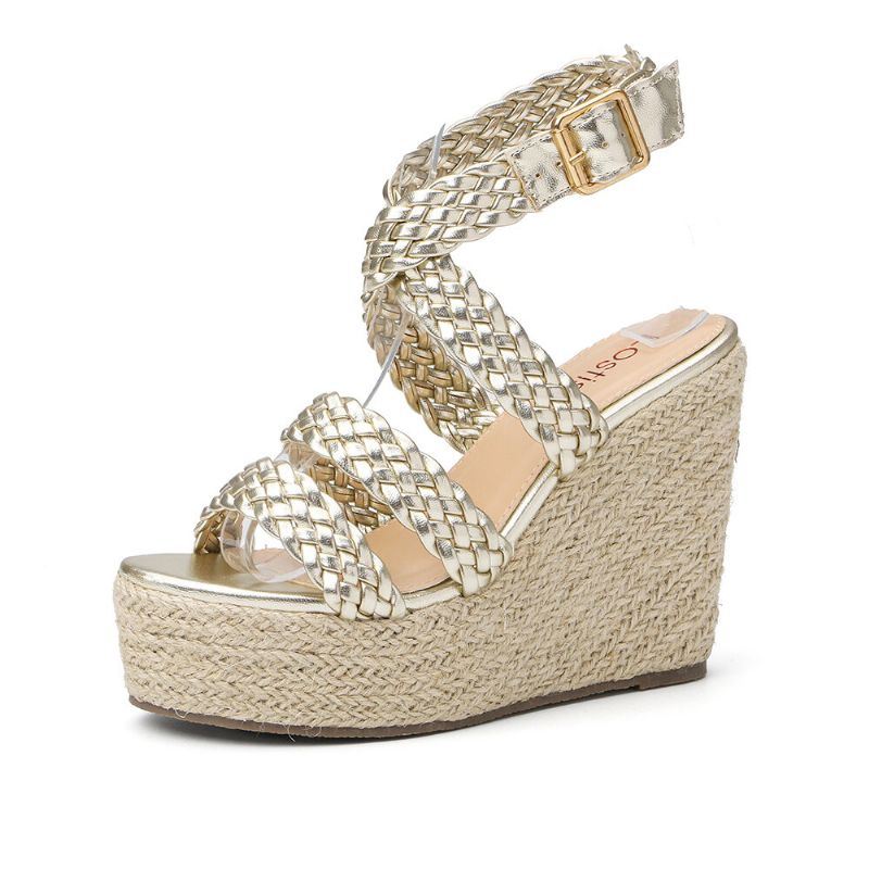 Espadrille Slingback-sandalen Met Vlechtband Voor Dames