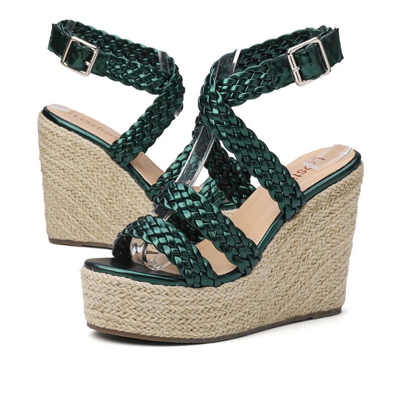 Espadrille Slingback-sandalen Met Vlechtband Voor Dames