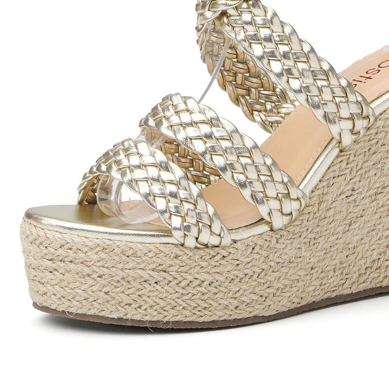 Espadrille Slingback-sandalen Met Vlechtband Voor Dames