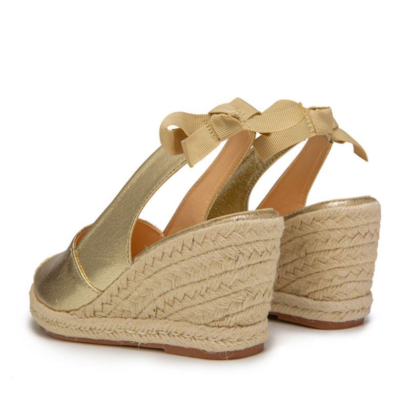 Grote Maat Dames Metallic Gesloten Teen Espadrilles Slingback Wiggen Sandalen