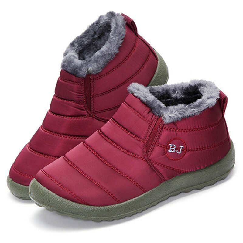 Bj Shoes Warme Wollen Voering Platte Enkel Snowboots Voor Dames