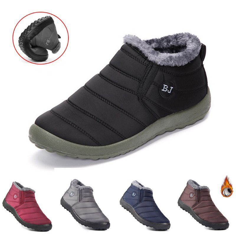 Bj Shoes Warme Wollen Voering Platte Enkel Snowboots Voor Dames