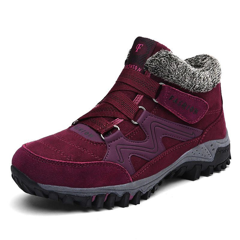 Dames Bontvoering Warme Casual Snowboots Met Klittenband