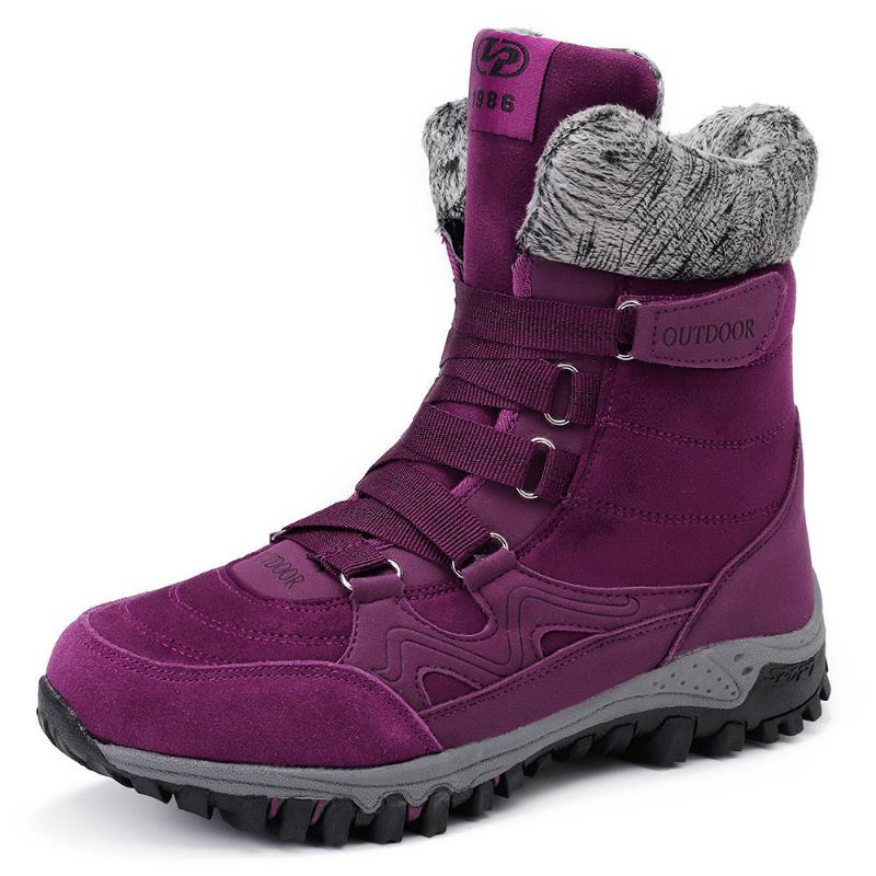 Dames Bontvoering Warme Casual Snowboots Met Klittenband