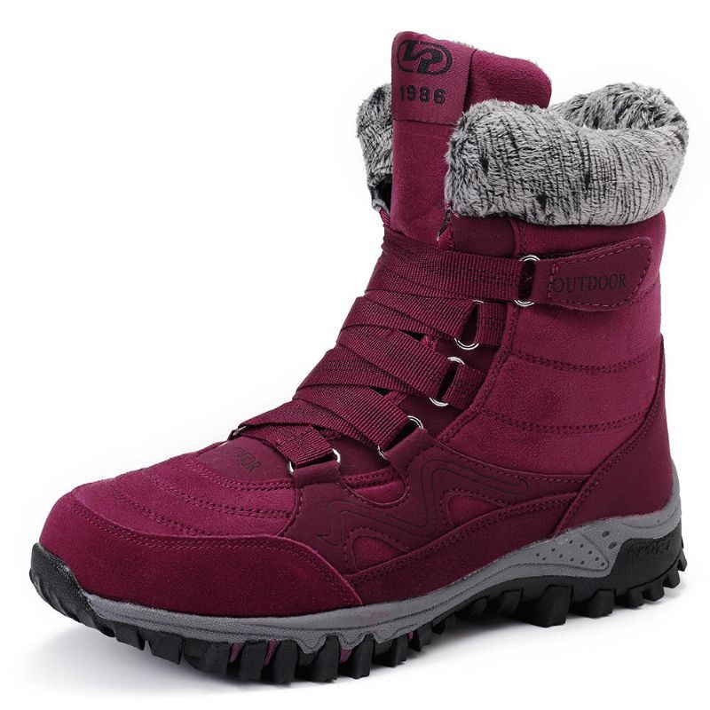 Dames Bontvoering Warme Casual Snowboots Met Klittenband