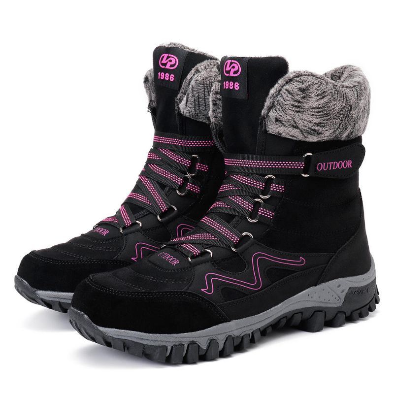 Dames Bontvoering Warme Casual Snowboots Met Klittenband